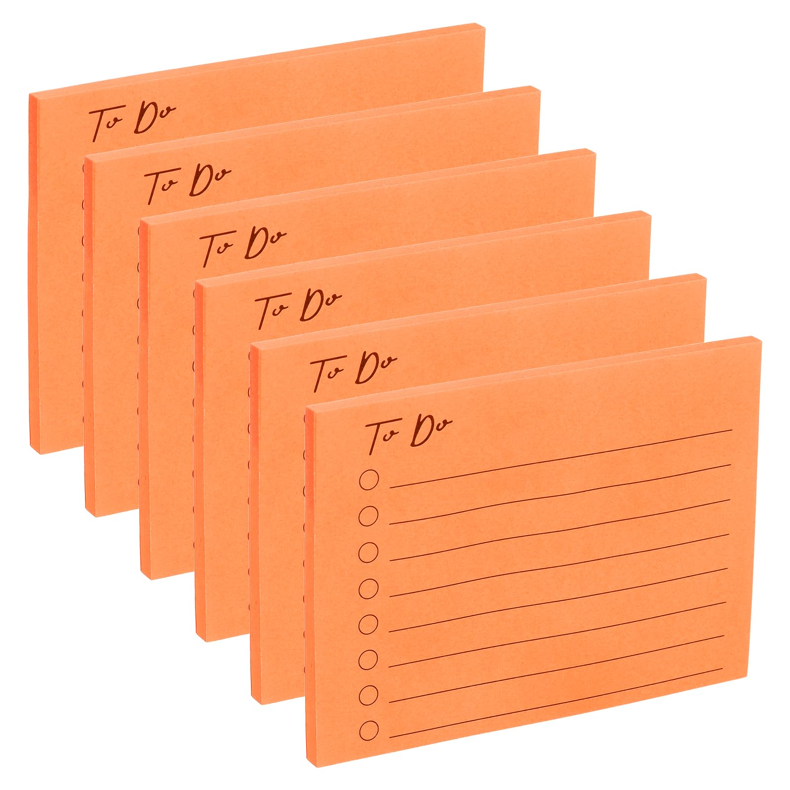 PATIKIL 4x3 to Do Lined Sticky Notes, 6 Pad Daily to Do List Notepads Sticky Notes, Checklist Message Self-Stick Pads for Home Office Reminders Lists Planning, Orange Red, 50 Sheets/Pad