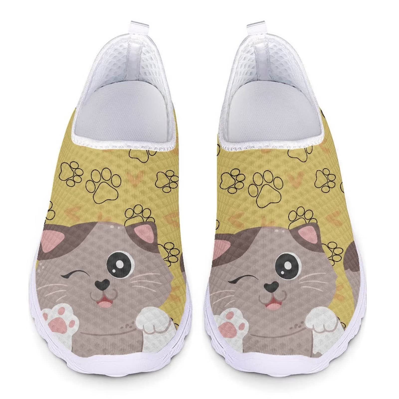 GIFTPUZZ Women Water Shoes Cute Cat Non Slip Water Shoes Aqua Shoes Swimming Shoes Beach Sports Quick Dry Sock Shoes Yoga Shoes Size 11.5