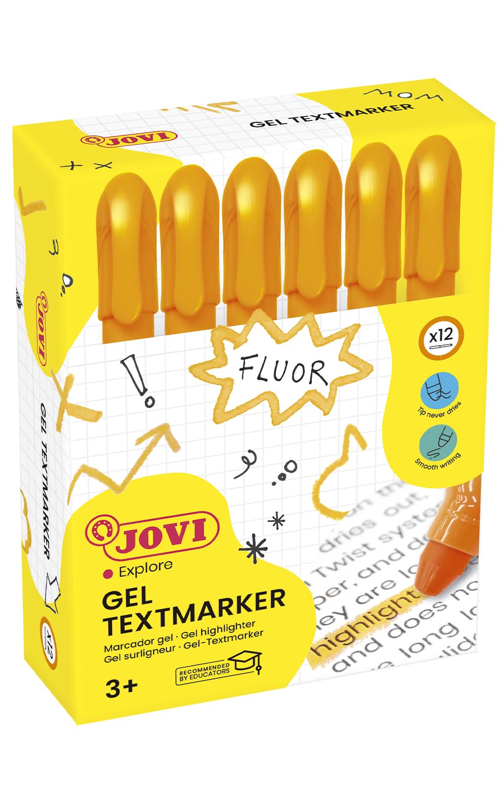 Jovi – Case, 12 Markers with Gel, Orange (1815)