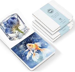 Lightwish 2 Pack Square Watercolour Journal, 100% cotton Hot Press Watercolor Paper,140lb/300gsm Acid-free,48 Sheets 3.94x3.94” Small Sketchbook for Adults, Students, and kids
