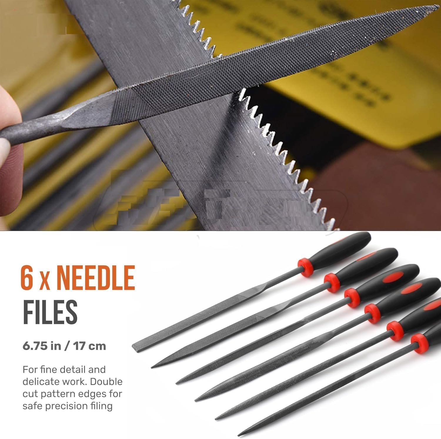 6pc Metal Small Needle Hand File Tool Set Kit. Fine Micro Steel Files. Flat, Half, Round & Triangle for Crafts, Metal & Wood Work.