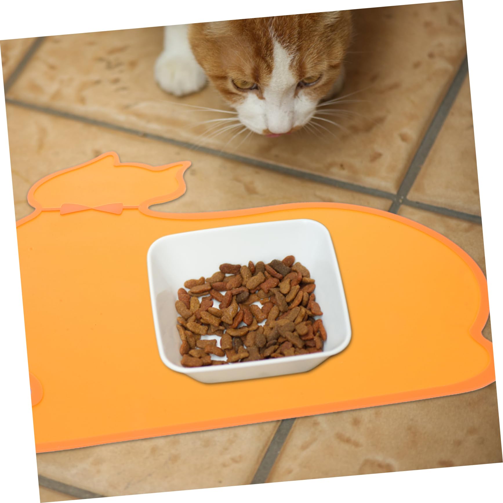 FONDOTIN Pet Food Mat Waterproof Silicone Bowl Pad Heat Insulated Non-Slip Cat and Dog Feeding Mats 47x36.5cm