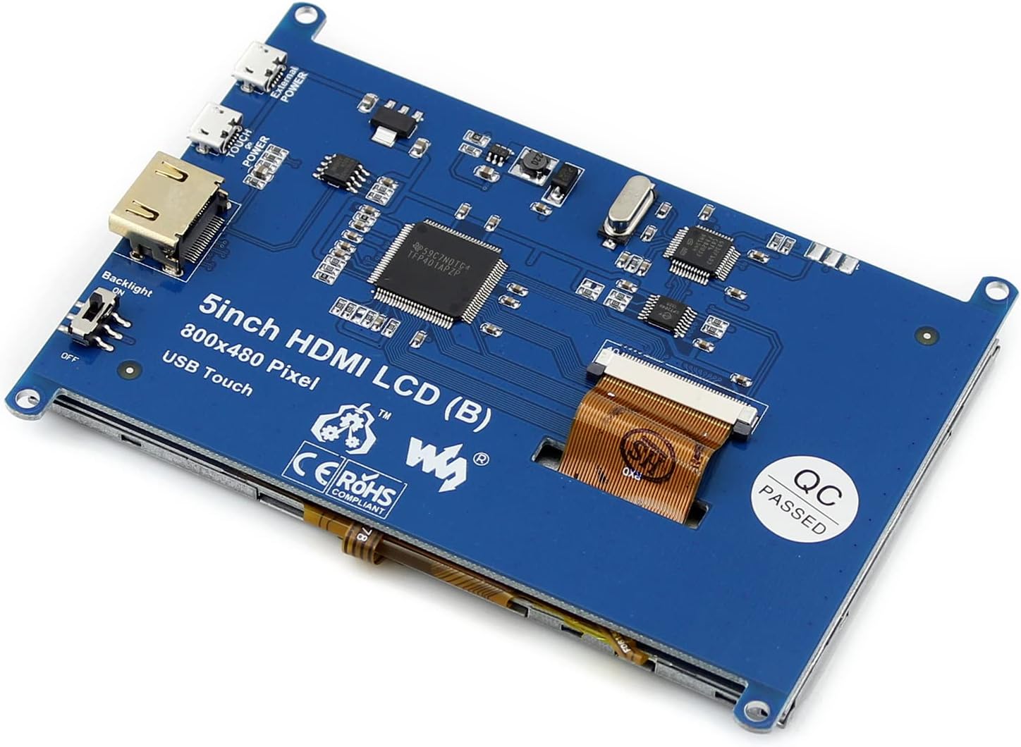 waveshare 5inch HDMI LCD (B) 5" 800×480 Resistive Touch Screen LCD TFT Monitor for Raspberry Pi 4B/3B+/3B/2B/A+/Zero/Zero W/WH, PC Windows 10/8.1/8/7, Driver Free