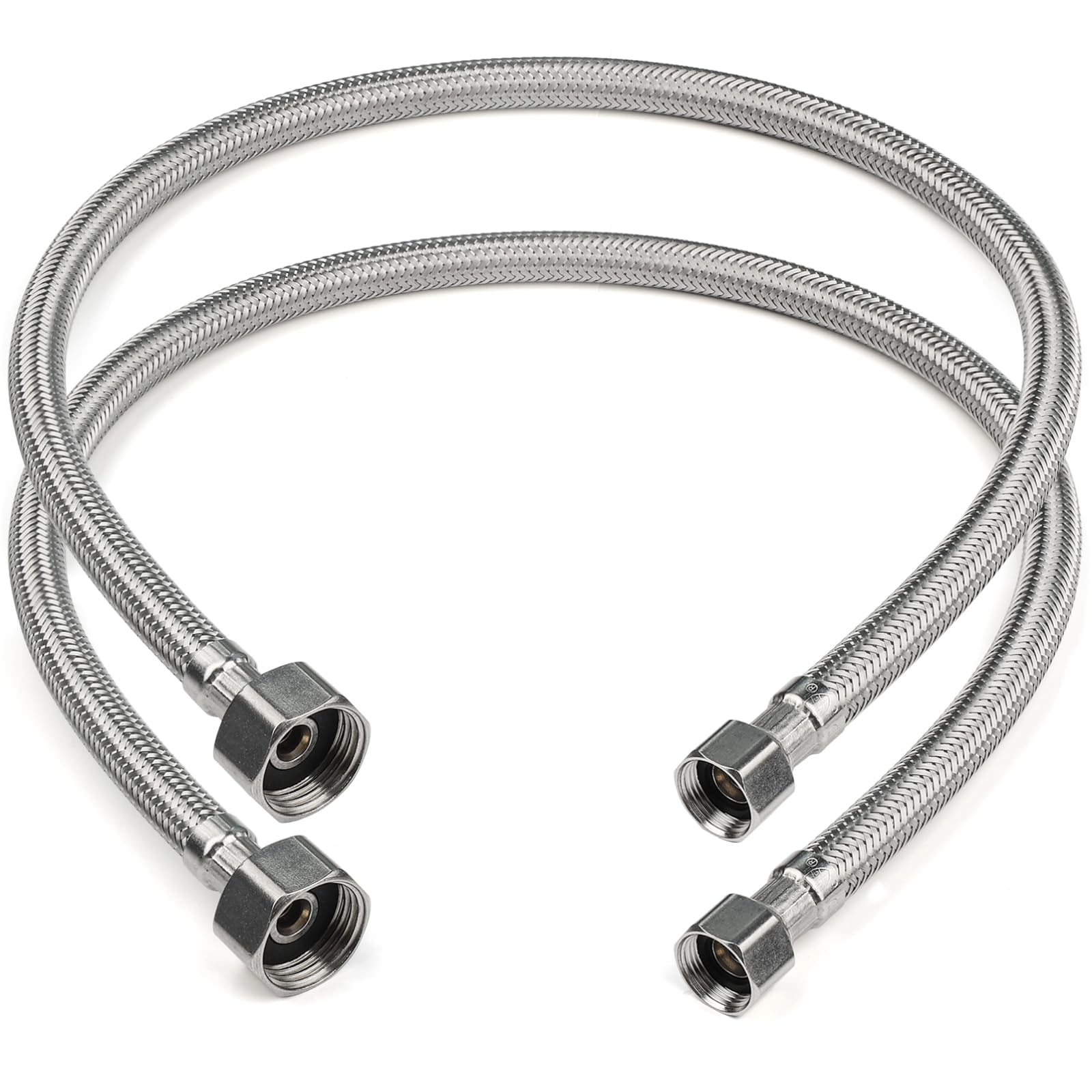 Midanya Líneas de suministro de grifo, línea de suministro de agua trenzada de acero inoxidable de 48 pulgadas, FIP de 1/2 pulgada x manguera de grifo COMP de 3/8 pulgadas, 2 conectores de manguera de