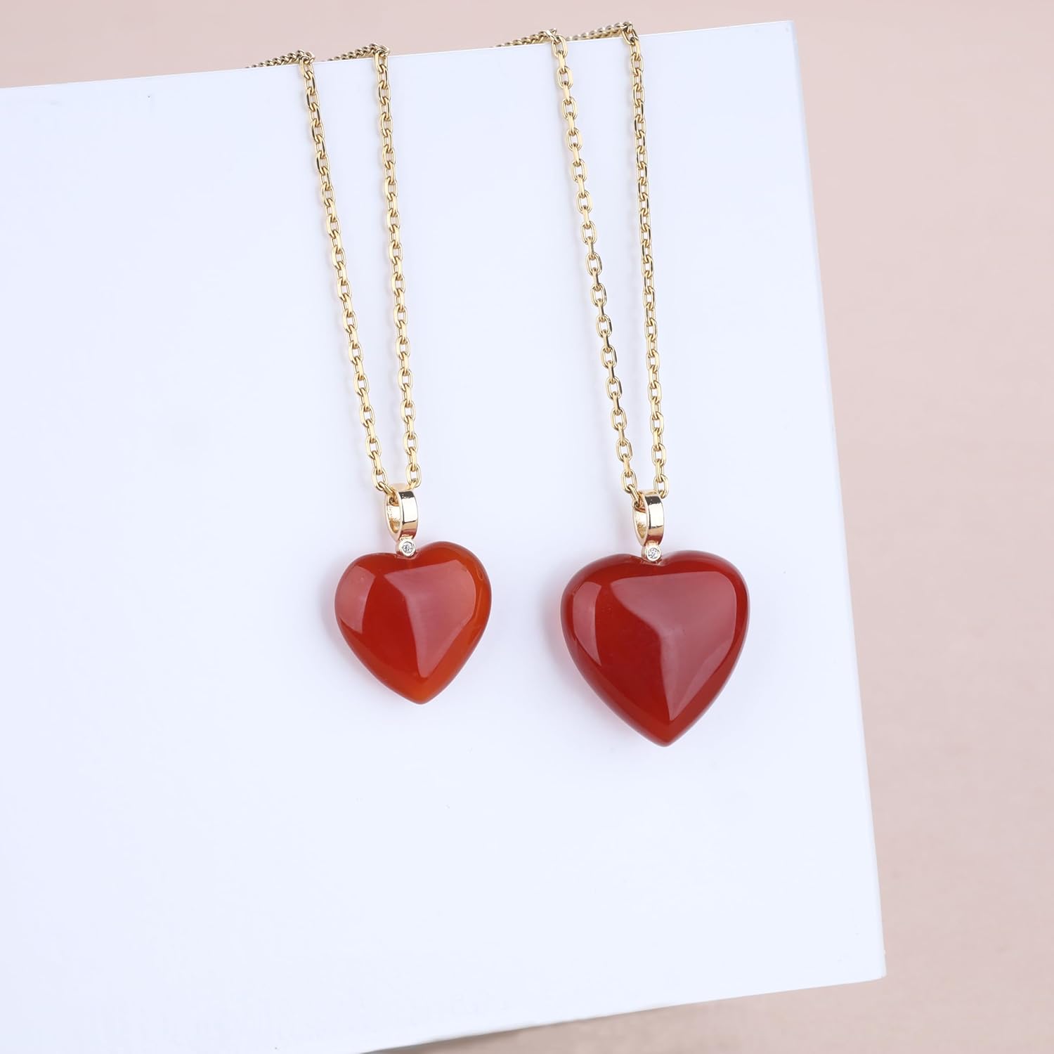 COAI Carnelian Necklace for Women, 18K Gold Plated Stainless Steel Chain Red Heart Necklace for Women - Image 5