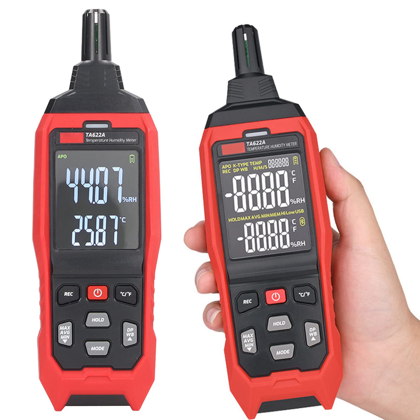 Generic Higrómetro Digital de Alta Precisión Medidor de Humedad y Temperatura con Función de Alarma para Laboratorio ABS Negro Rojo