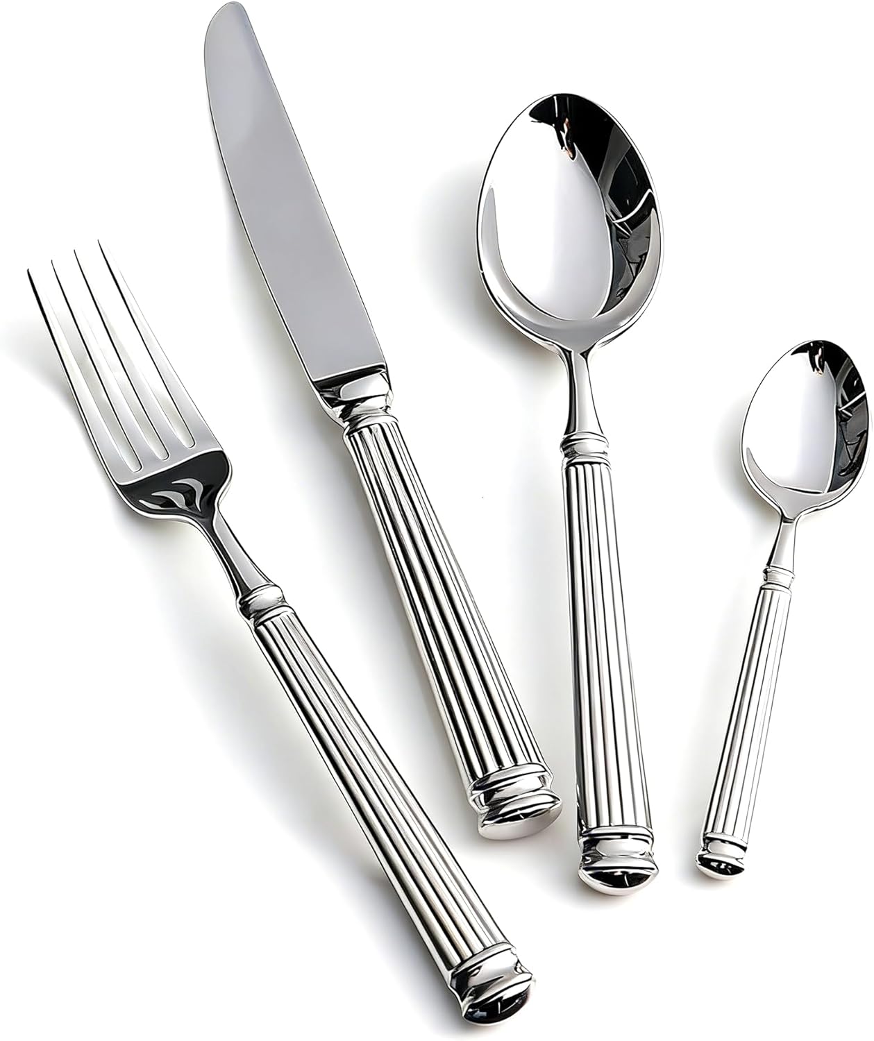 Silverware Set for 4 Morden Flatware Set 16 Pieces 18/10 Stainless Steel Unique Roman Column Handle Cutlery Utensil Sets for Home Restaurant Dishwasher Safe Tableware Set