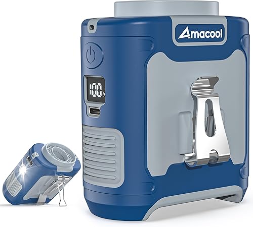 Miniatura 16 de AMACOOL Ventilador de cintura portátil con clip, tiempo máximo de trabajo de 40 horas, ventilador de camisa recargable de 10000 mAh con luz, 16000