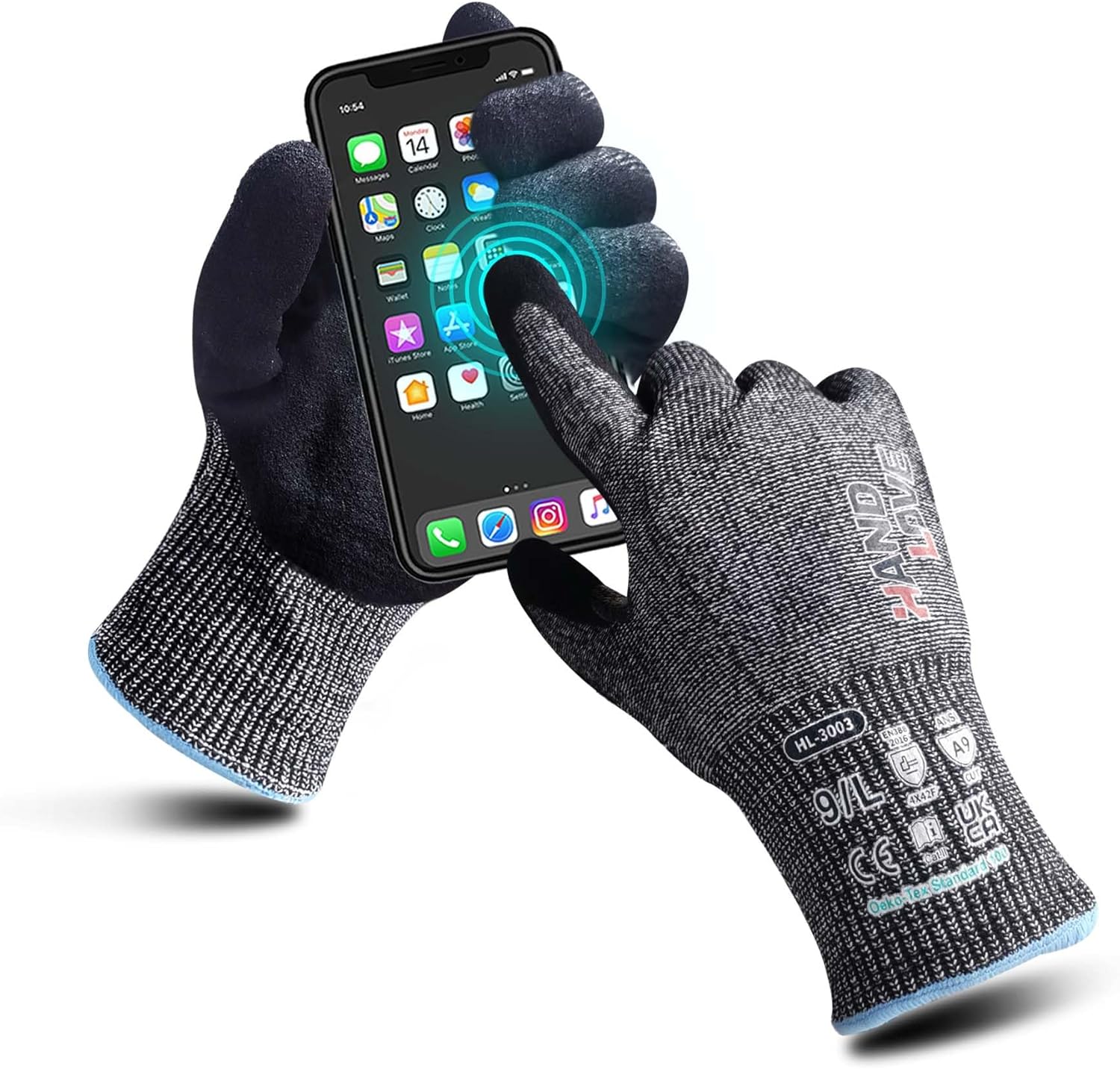 HandLove Cut Resistant Gloves – ANSI A9 Cut Proof Safety Work Gloves | Sandy Nitrile Anti-Slip, Touchscreen, Durable, PFAS Free | Wood Carving, Glass Cutting, Car Repair – Yellow, 12Pairs, M