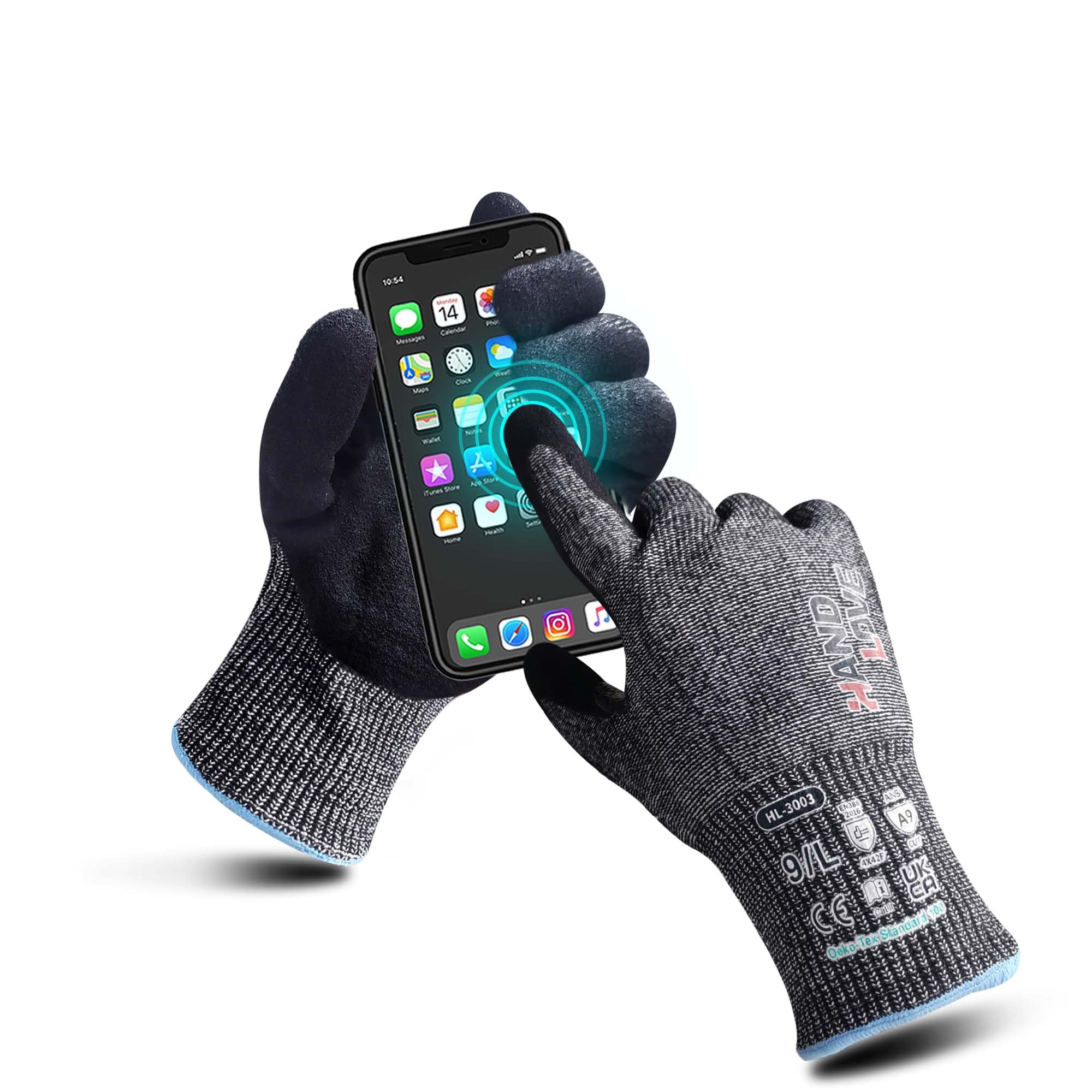 HandLove Cut Resistant Gloves, ANSI A9 Cut Proof Safety Work Gloves, Sandy Nitrile Anti-Slip, Wood Carving, Gardening, Fishing, Glass Cutting, Car