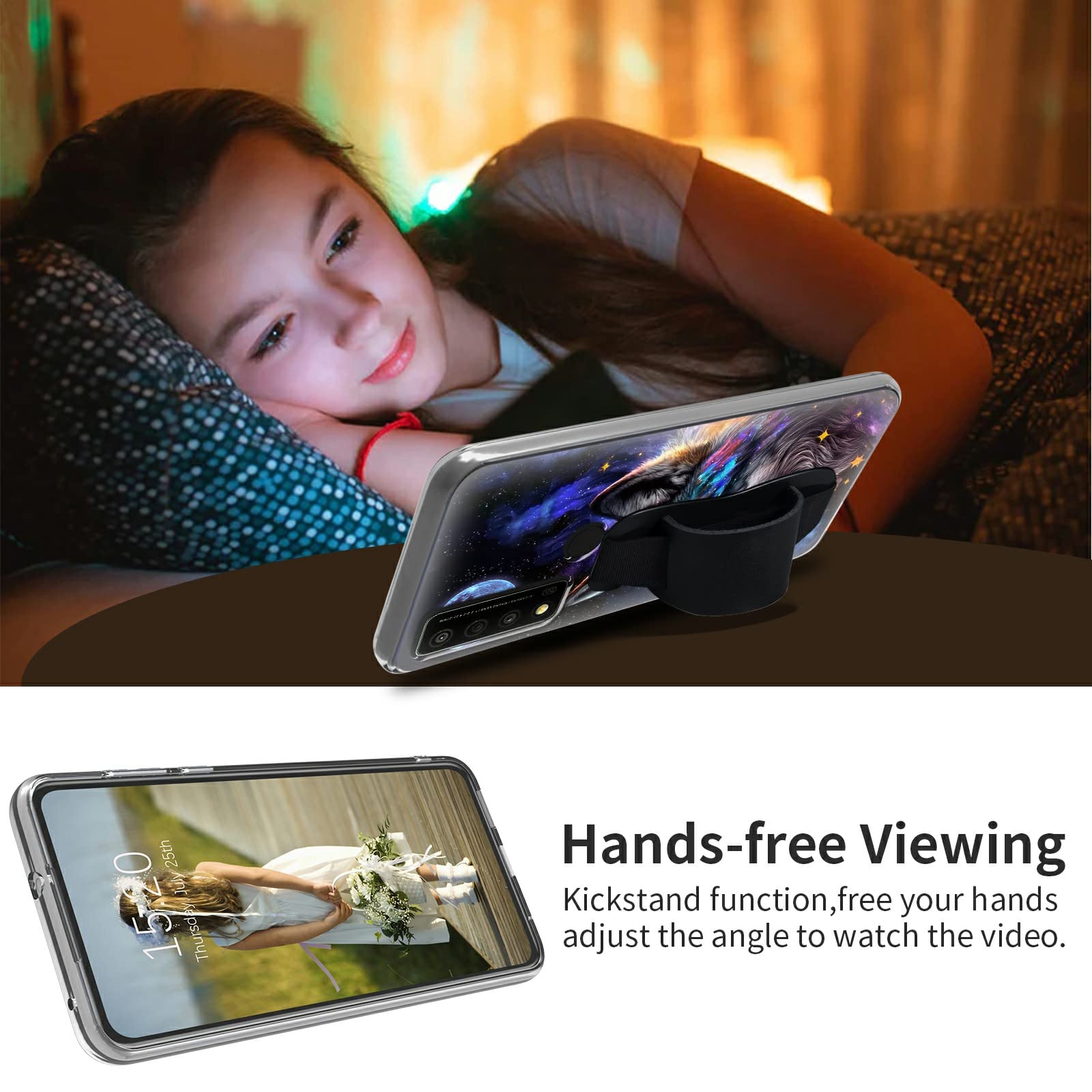 Schutzhülle Für TCL 30V 5G / 30XE – Transparente TPU-Hülle Mit Verstellbarem Handgelenkständer, Drachenmotiv