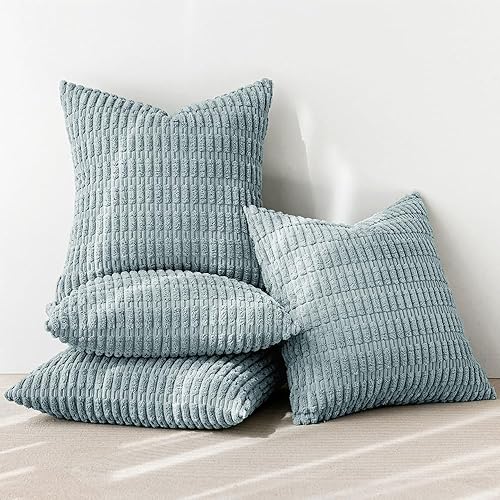 Miniatura 46 de MIULEE Juego de 4 fundas de almohada decorativas de pana estilo bohemio de primavera de 18 x 18 pulgadas para sofá, sala de estar, sofá y cama,