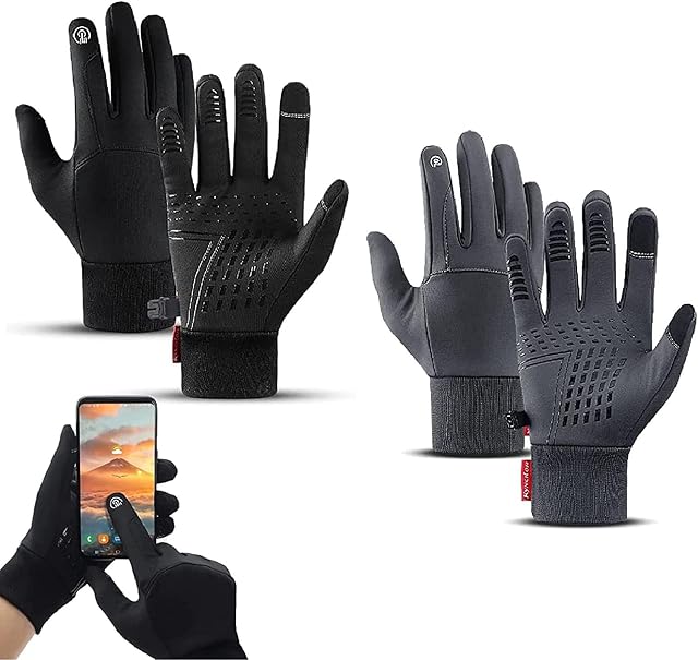 RURING Thermohandz Thermal Gloves, Thermal Gloves,Gloves, Thermal Windproof Waterproof Winter Gloves Touch Screen for Cycling Running