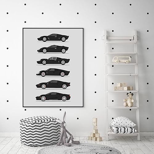 Vista 19 de Handmade Poster compatible with Ford GT Generation and Print of Ford GT40 - White Cars with Blue Stripes, 11x14" Metallic Print (Unframed)-Gift Car