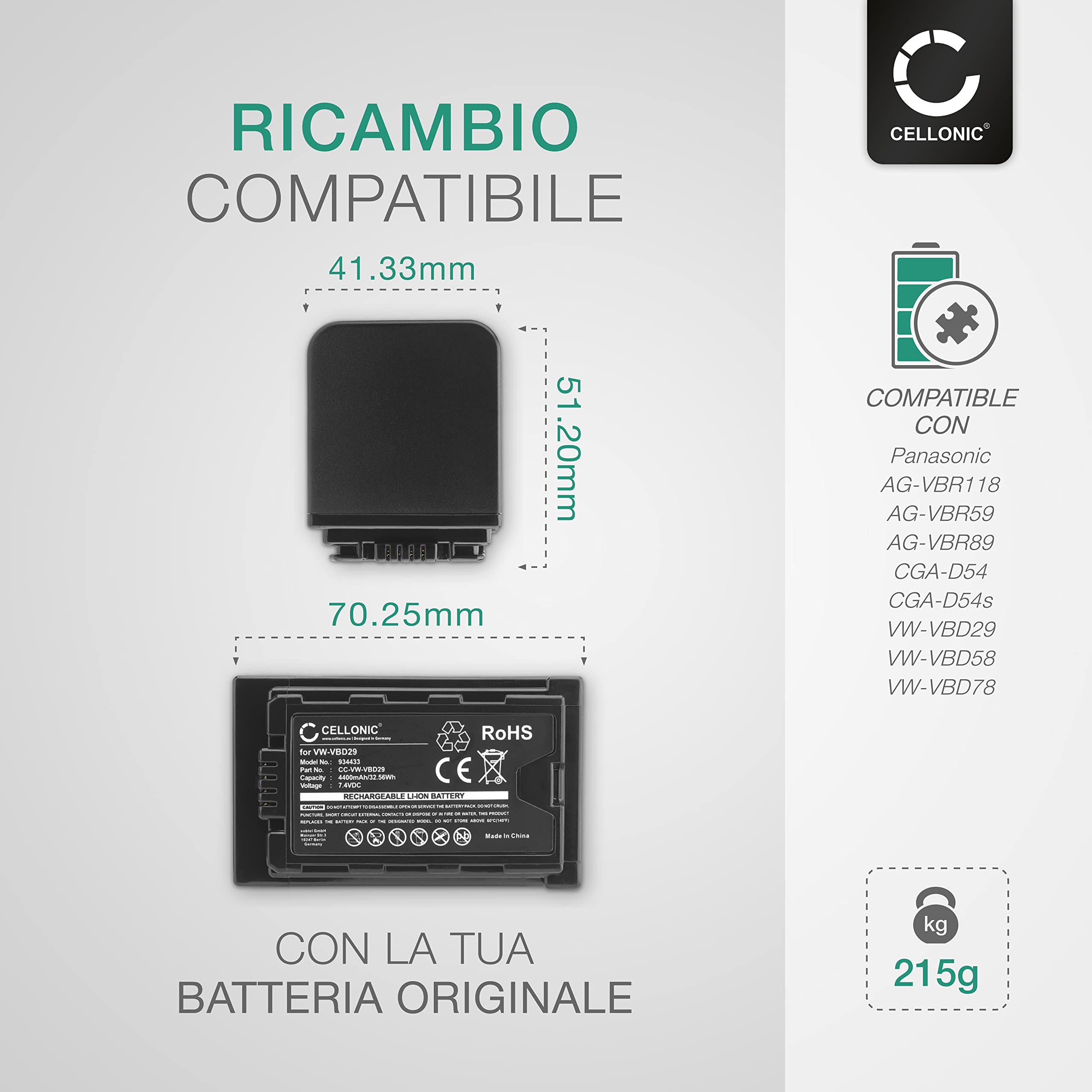 Batería Para Video Panasonic Hc-v210, 3,6v, 1780mah/6,4wh, Li-ion, Recargable con Ofertas en