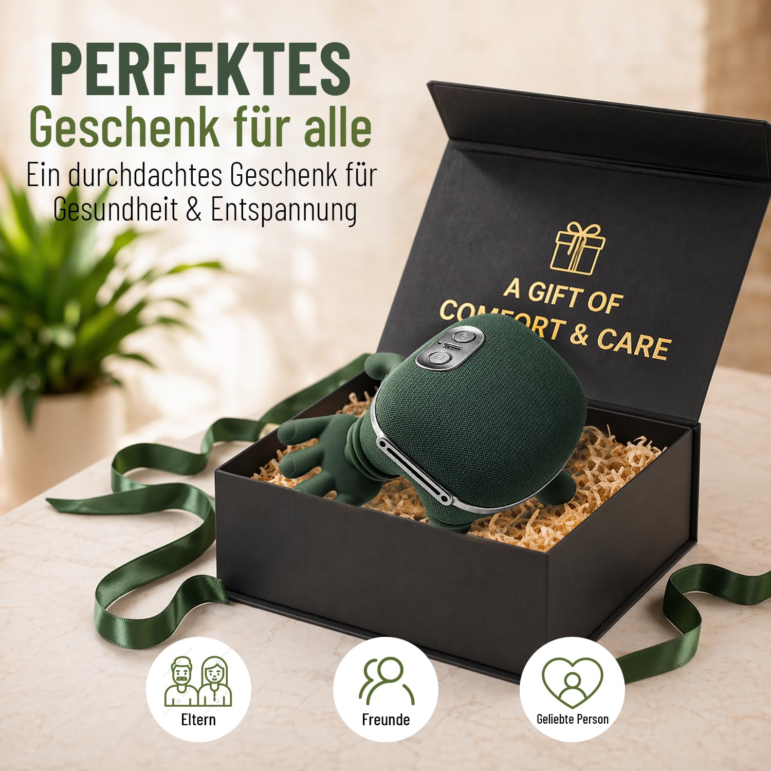 BeFit24 Nackenmassagegerät 4D mit Wärme, Kabellos, Tiefengewebe Massagegerät für Nacken Schulter Rücken, Effektiv gegen Schmerzen & Verspannungen, Ideal für Büro, Zuhause & Geschenk