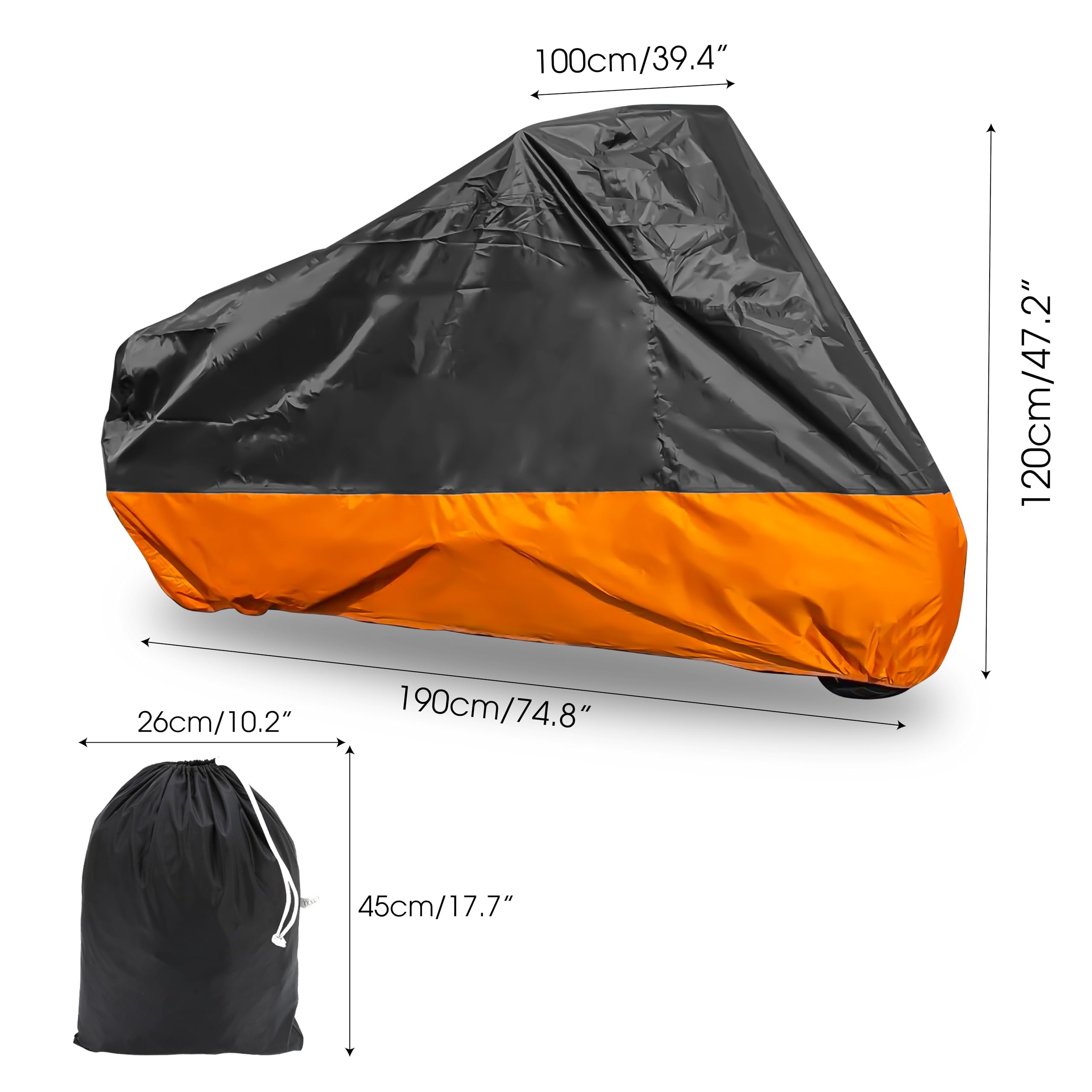 Telo coprimoto XXXL impermeabile per Harley per Ultra Classic Davidson, grande per Street Glide per Electra per Touring FLHTCU per Road King per GL per Honda per Goldwing Outdoor Weather (arancione