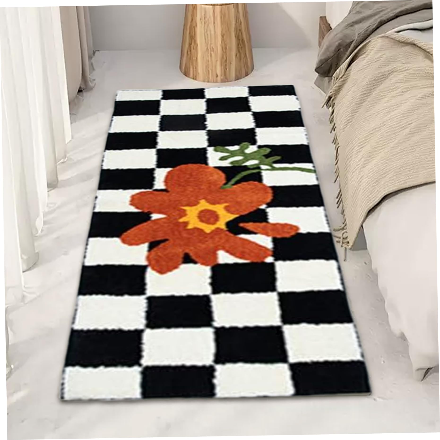 Tapis à carreaux 120x40 cm épais et doux pour couloir et chambre