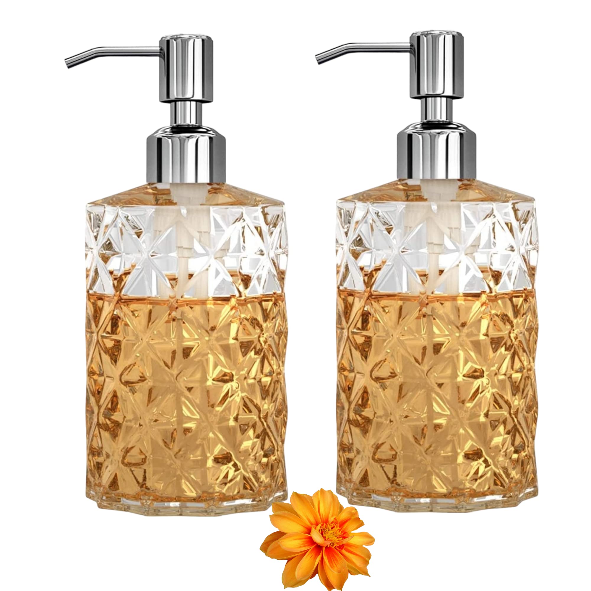 Luximal Pack of 2 Empty Glass Soap Dispenser Set for Bathroom, Wash Basin, Liquid Handwash Dispenser Bottle with Rust-Proof Plastic Pump, Liquid Soap Dispenser Bottle for Hand (19 x 7 CM, 400 Ml) (B09KH9RPZ4) Amazon Price History, Amazon Price Tracker
