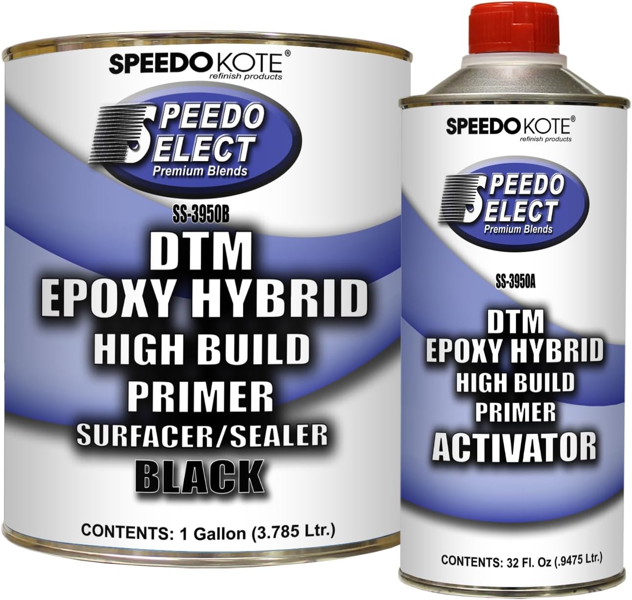 Speedokote DTM Epoxy Hybrid Hi-build Primer Surfacer Sealer BLACK Gallon Kit, SS-3950B/3950A