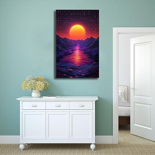 Miniatura 4 de Retro Synthwave Wall Art  Abstract Sci-Fi Universe Print  Neon 80s Futuristic Poster Poster Canvas Artwork Prints Rustic Farmhouse Decorations for
