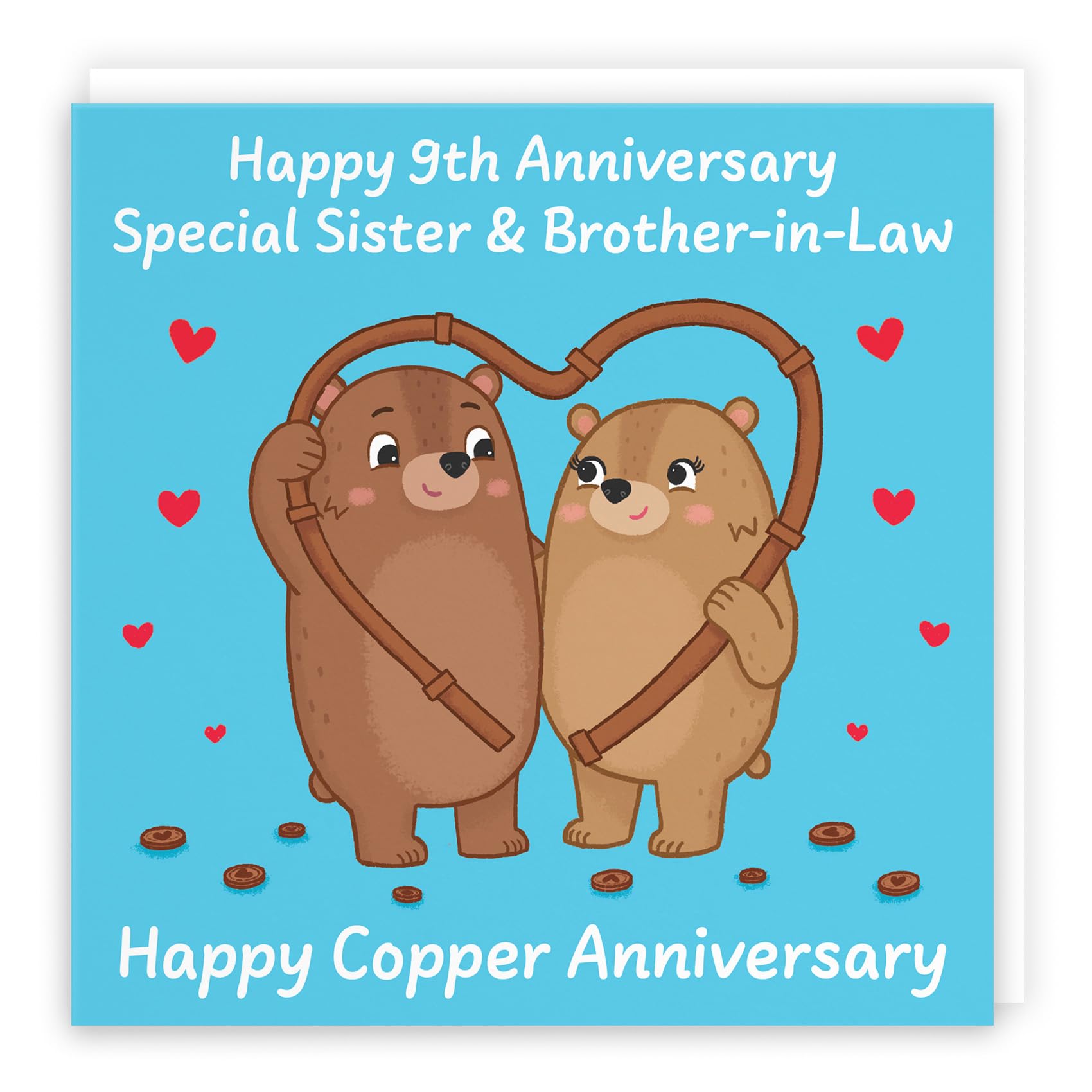 Hunts England, Sister And Brother In Law 9th Anniversary Card, Copper Anniversary, 9 Years