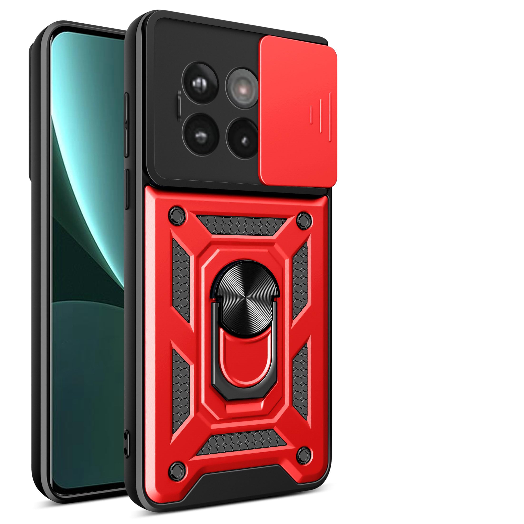 Protection objectif photo intégrée sur cette coque OnePlus Ace 5 Pro PKR110 rouge
