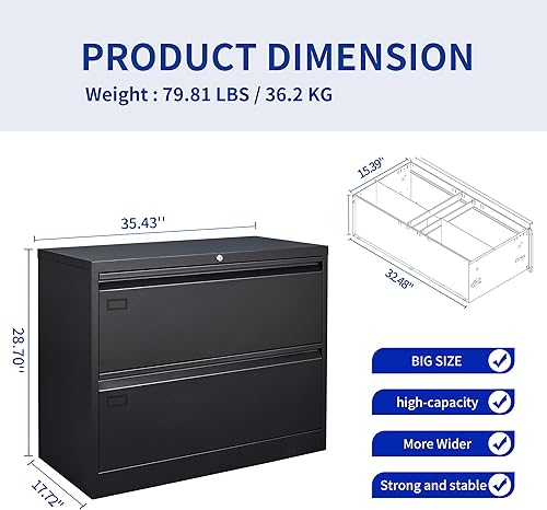 Miniatura 9 de Archivador lateral negro de 3 cajones, archivador de metal con cerradura para oficina en casa, archivadores de oficina para tamaño legal/carta/A4/F4