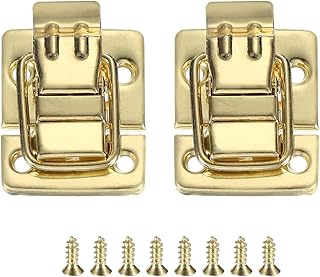 PATIKIL Fastener Toggle Latches Catch Chest, 2Pcs Metal Suitcase Boxes Buckles Retro Trunk Box Hasp Lock with Screw for Wooden Packing Case Toolbox Cabinet, Gold