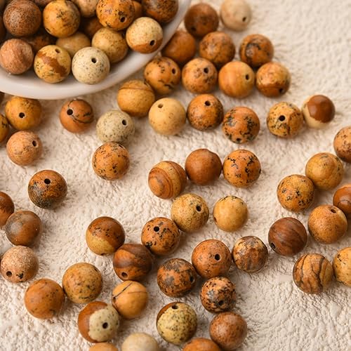 Miniatura 2 de 100 cuentas redondas sueltas de ágata natural de 0.315 pulgadas (0.315 in), cuentas lisas con agujero para collares, pulseras, aretes, con cordón