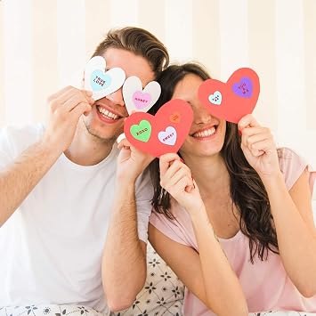 Ruisita 500 Pieces Valentine's Day Heart Shaped Foam Stickers in Pure Color Printed Letters 8 Colors 3 Sizes Self-Adhesive Stickers for Valentine's Day Scrapbooking Craft Decorations