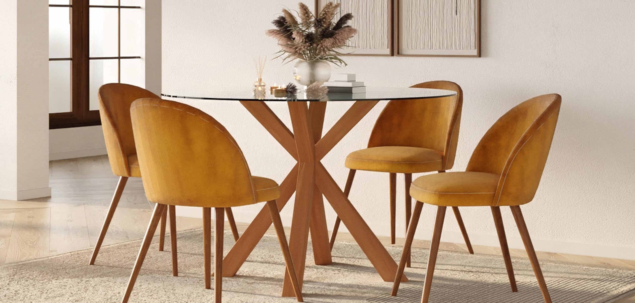 PRIVATEFLOOR Mesa de Comedor Redonda - 120CM - Cristal - Tauwa