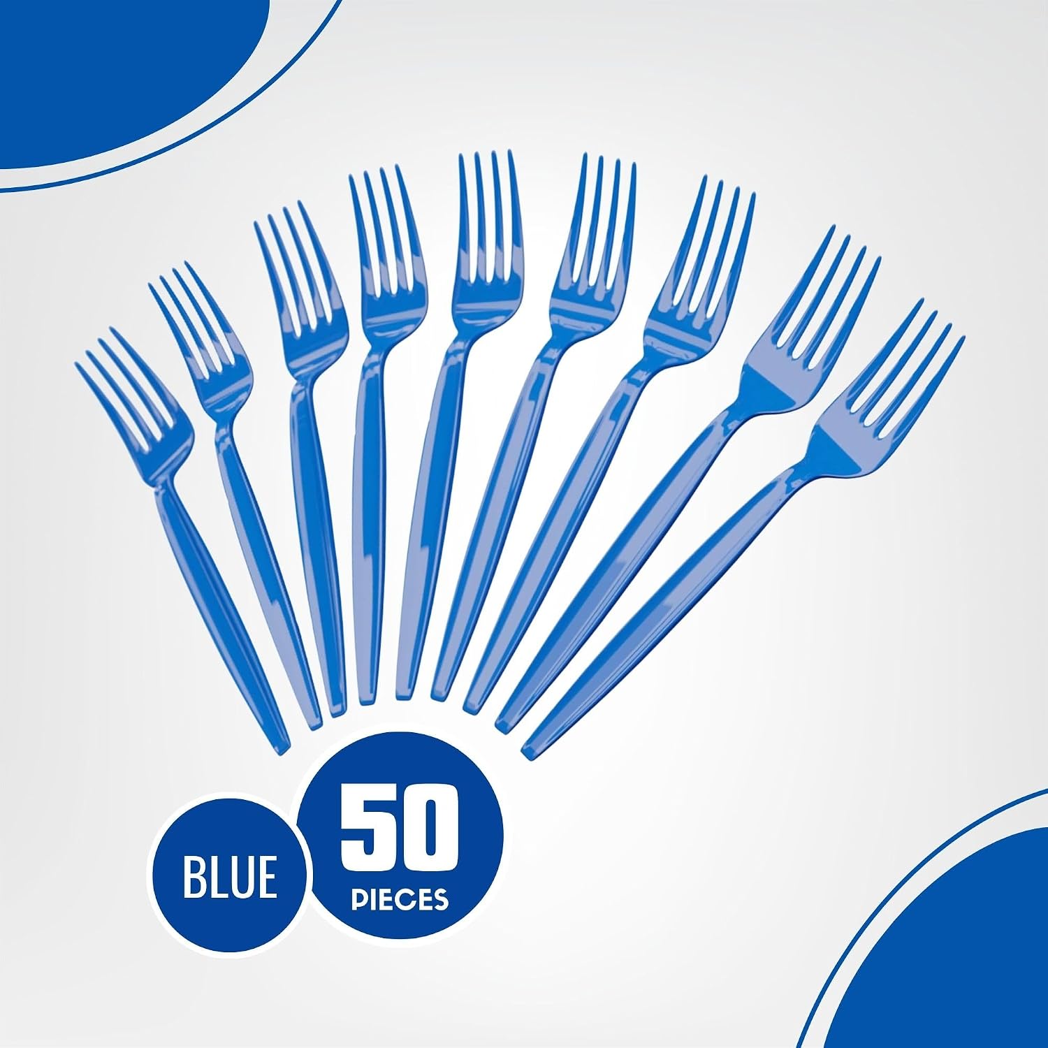 Blue Orchards Blue Plastic Forks (50 Pieces) - Durable, Disposable Cutlery for Parties and All Occasions, Heavy Duty Royal Blue Bulk Silverware Pack, Sturdy Plastic Utensils for Catering & Events