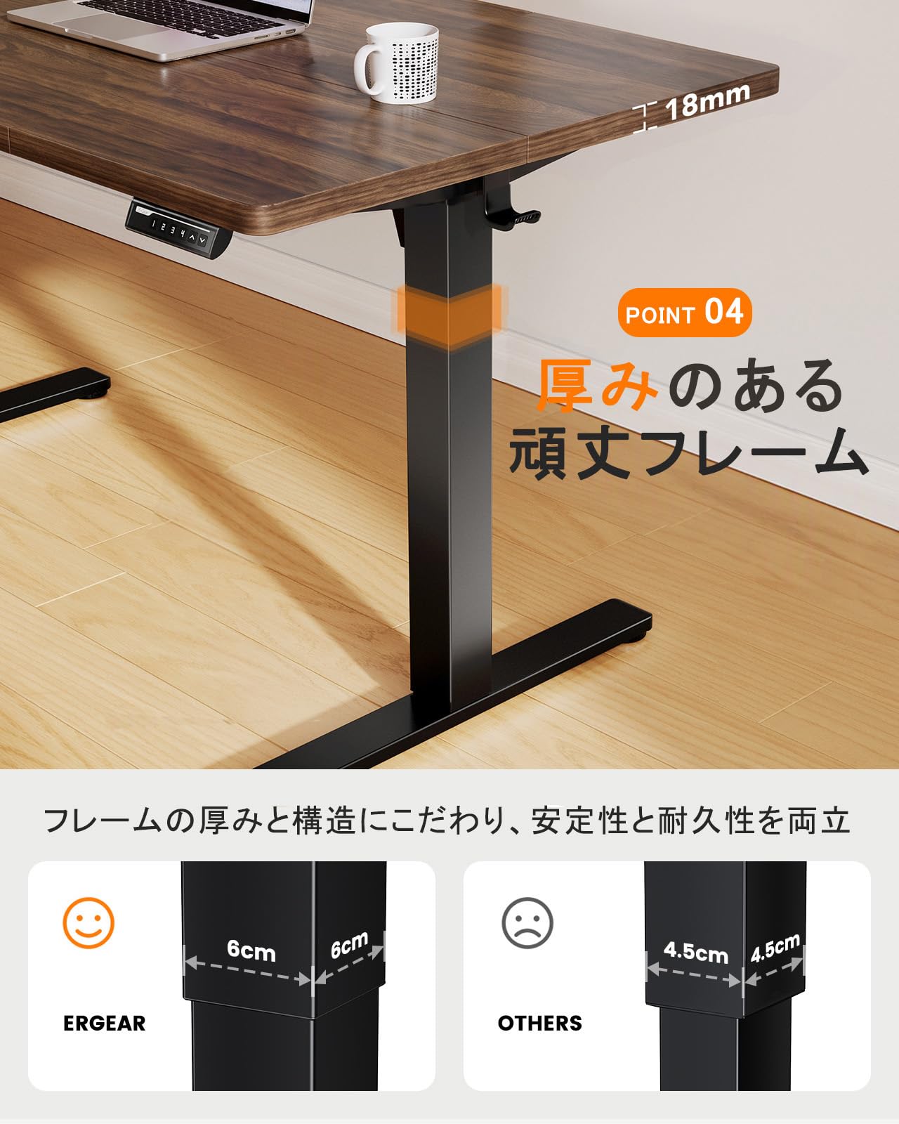 Amazon.co.jp: ErGear 電動 オフィスワークテーブル 昇降式デスク