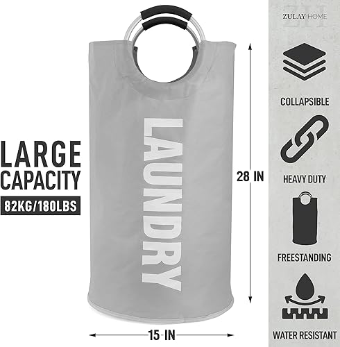 Miniatura 3 de Zulay Home Cesta de lavandería grande y resistente de 82 litros  Bolsa de lavandería acolchada antideslizante con asas  Cestas de lavandería