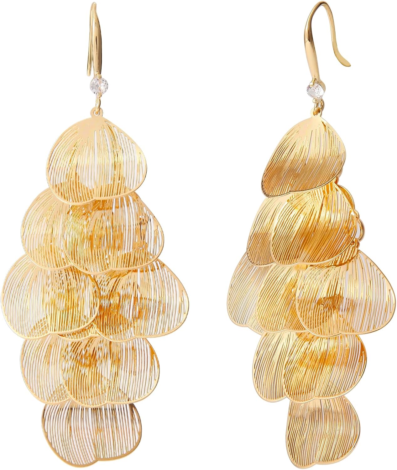 Gold Dangle Earrings for Women Dangling Boho Chandelier Floral Leaf Statement Earrings Dangly Lightweight Bohemian Jewelry for Prom Party