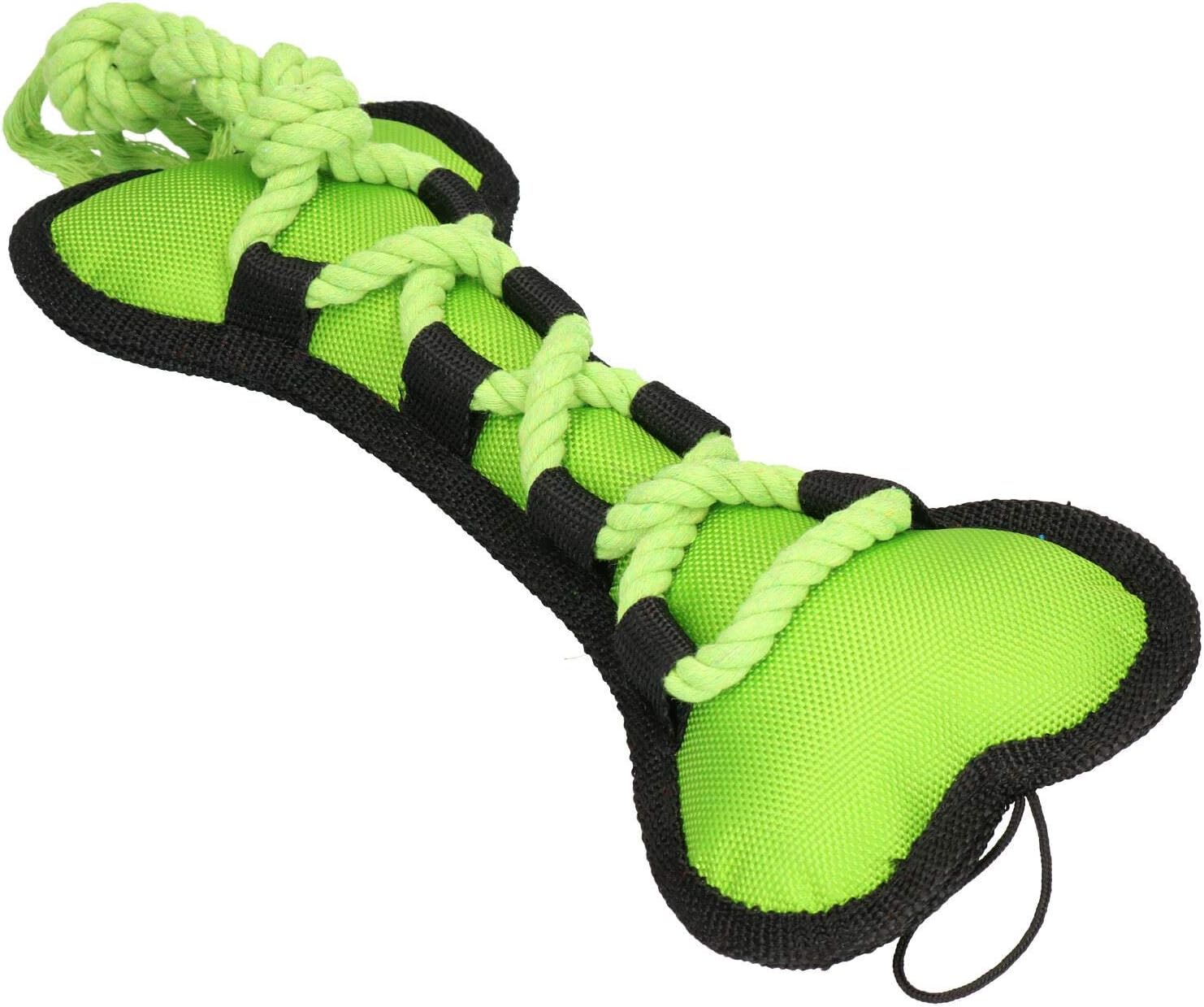 Blue Cross Tug Rope Duck & Green Cross Tug Bone Dog Play Toy with Squeak