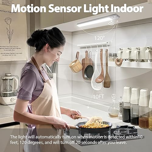 Miniatura 2 de Under Cabinet Lights, 96 LED Motion Sensor Lights Indoor 3 Color Temps Dimmable, 3000mAh Rechargeable Closet Lights Wireless, Magnetic Night Lights