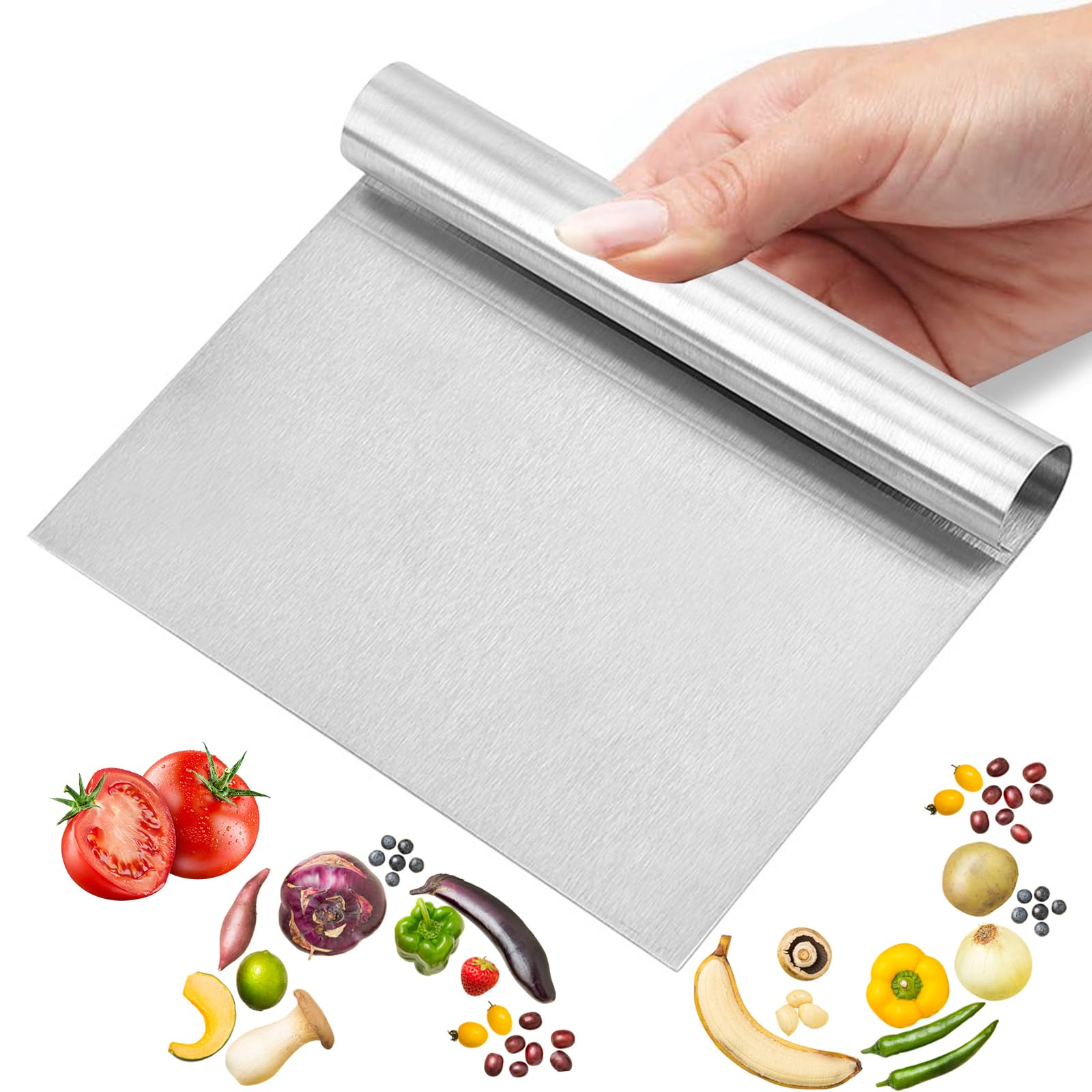 Midgreyeye 2 Grandi Taglia Impasto Con Scala Graduata In Acciaio Inox, Raschietto Per Pasta,tarocco Per Impasti Multiuso,Spatola/tagliapasta Per Torte, Pizza, Torte(22 * 12,5cm
