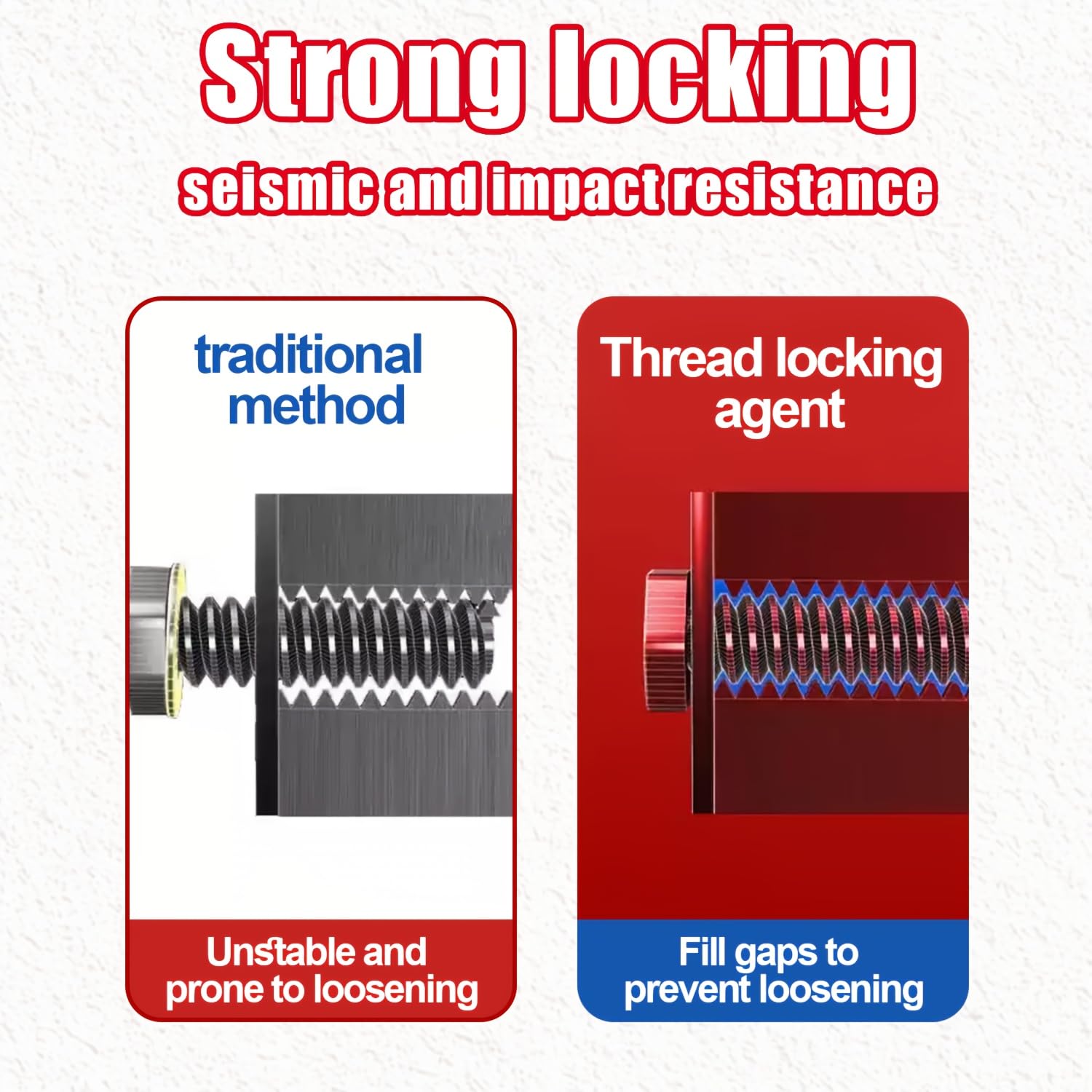 4 Pack Thread Locker - LOOLIFL Blue 243 (Medium) & Red 271 (High) - Metal Screw Locking Sealant for Bolts/Nuts/Fasteners - Prevents Loosening/Corrosion ((243 50ML+ 271 50ML)*2)