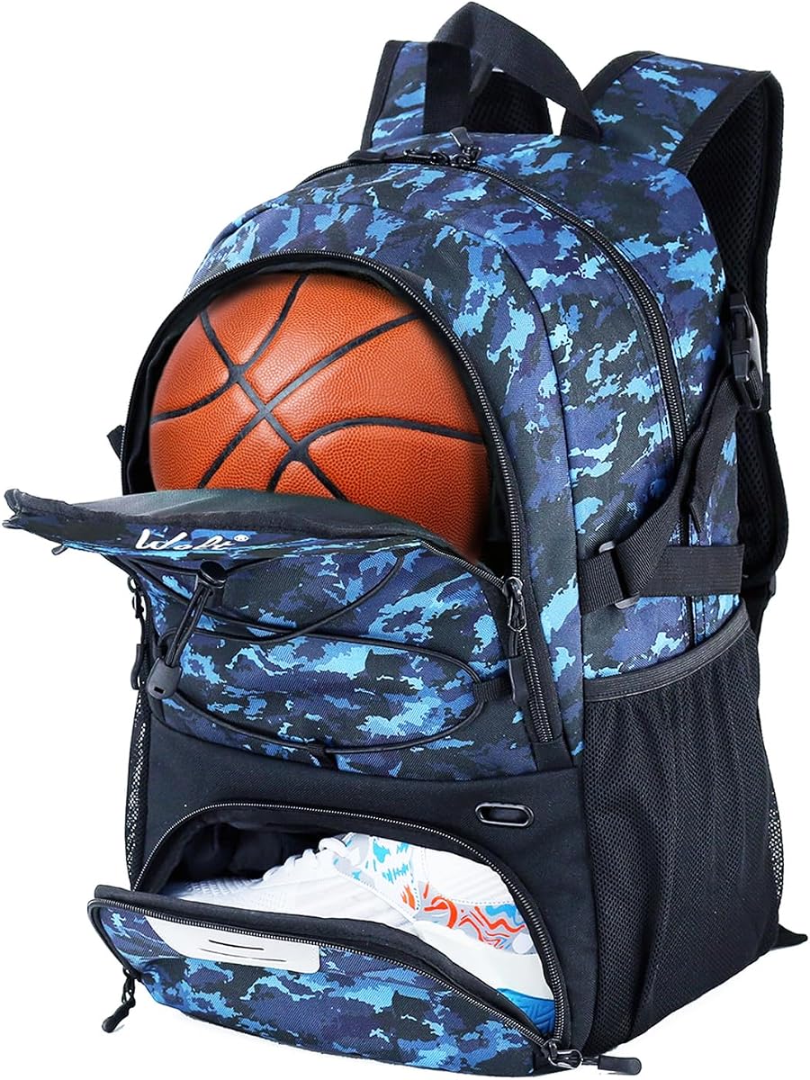 WOLT Mochila de Baloncesto Bolsa Deportiva Grande con Soporte para Pelotas Separado y Compartimento para Zapatos, Lo Mejor para Baloncesto, fútbol, Gimnasio