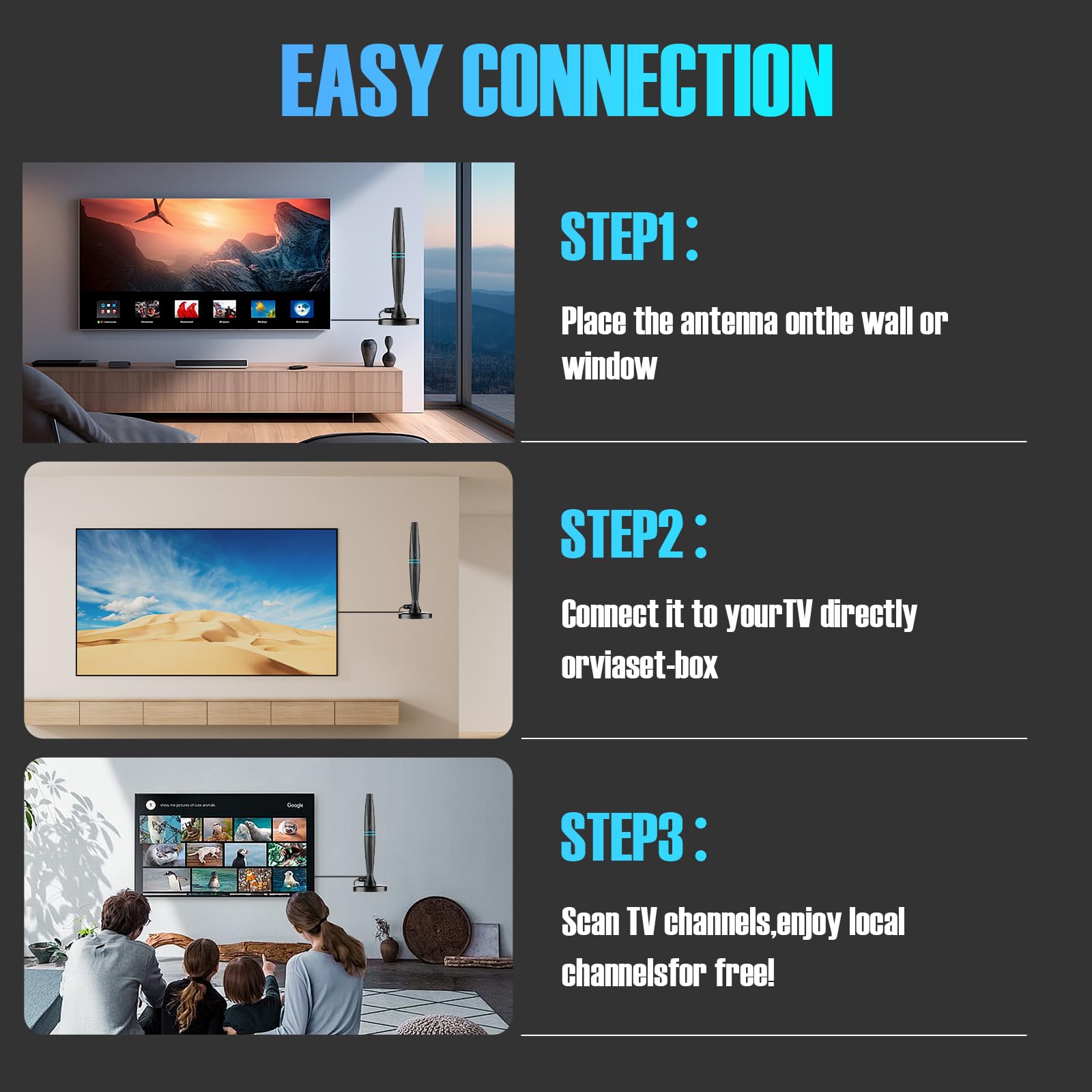 Antenna TV per Smart TV Indoor,Antenna TV per canali locali