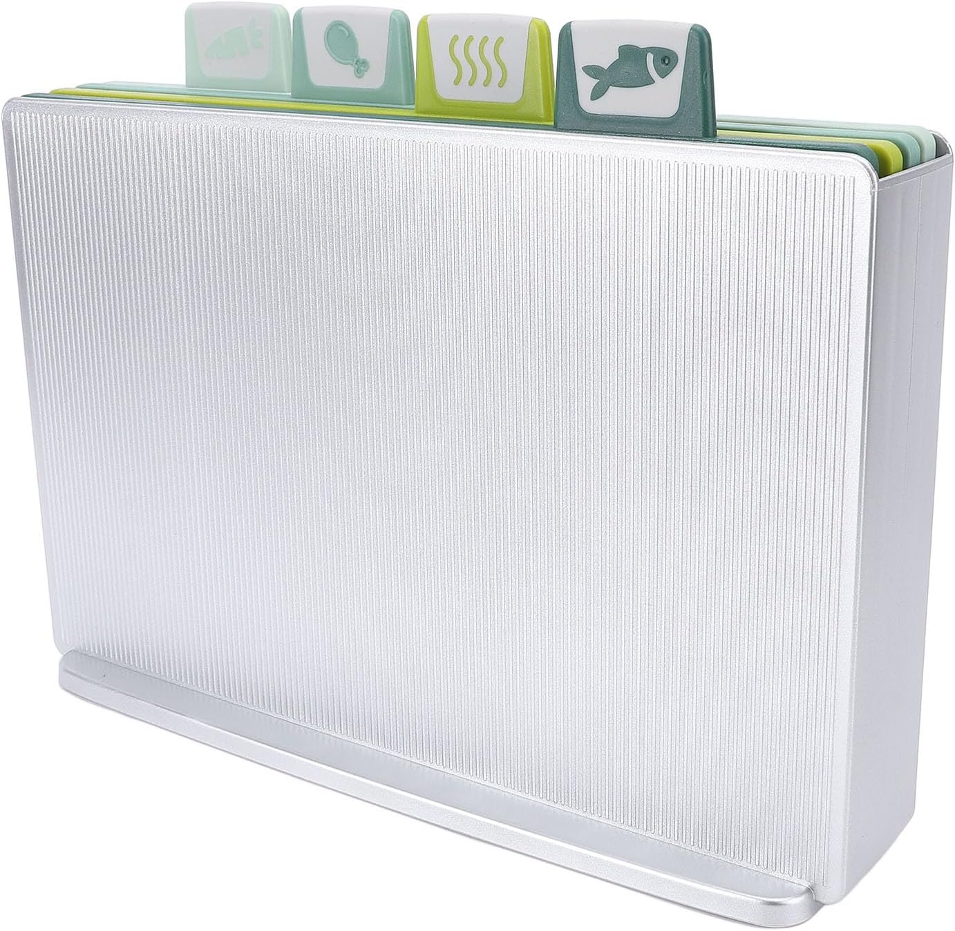 Yctze 4 Piece Color Coded Cutting Board Set, Plastic Chopping Boards, Non Slip Pads Storage Rack Set with Storage Rack, Ideal for Kitchen Food Prep, Meat, Vegetables & Seafood,