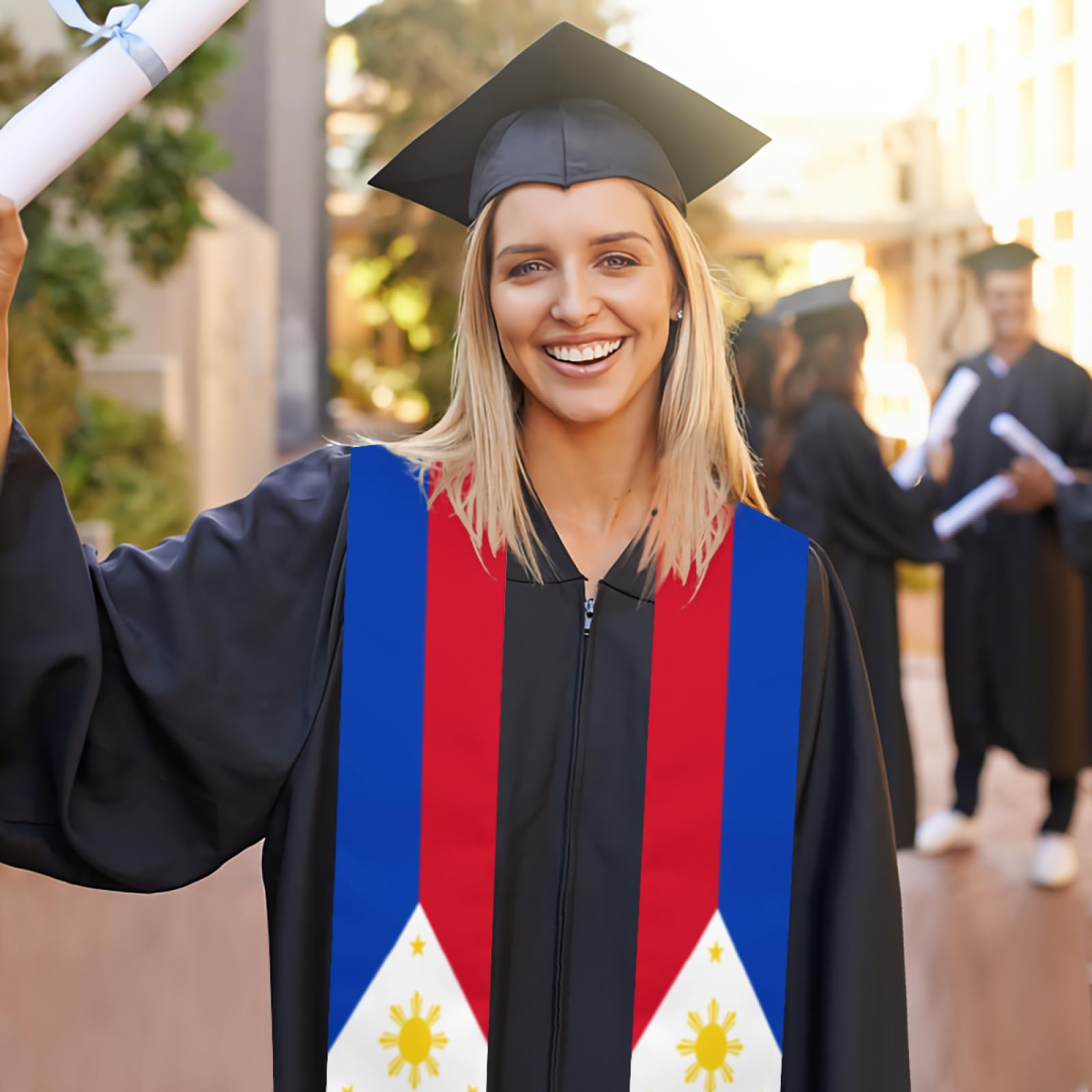 Generic Philippines Filipinos Flag Graduation Sash 2024 Graduation Sash Adult Stole Graduation Stole for Study Aboard Students 72 Inch, Lightweight model, White 6