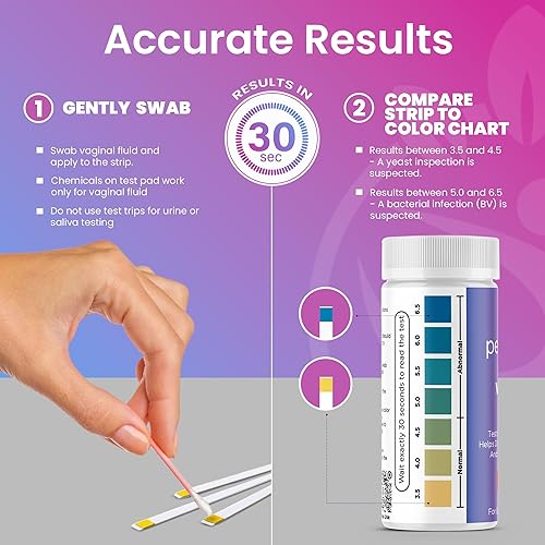 Miniatura 4 de Pelvana Tiras de prueba de pH vaginal para mujeres  100 tiras, kit de prueba de infección por levaduras y BV en casa, probador de pH vaginal para