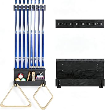 Wall Mount Pool Stick Holder, Billiards Pool Cue Rack