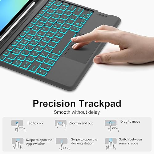 Vista 4 de Combo Touch - Funda con teclado táctil para Samsung Galaxy Tab S10 FE/S10 Lite/S9 FE de 10.9 pulgadas, teclado retroiluminado desmontable magnético