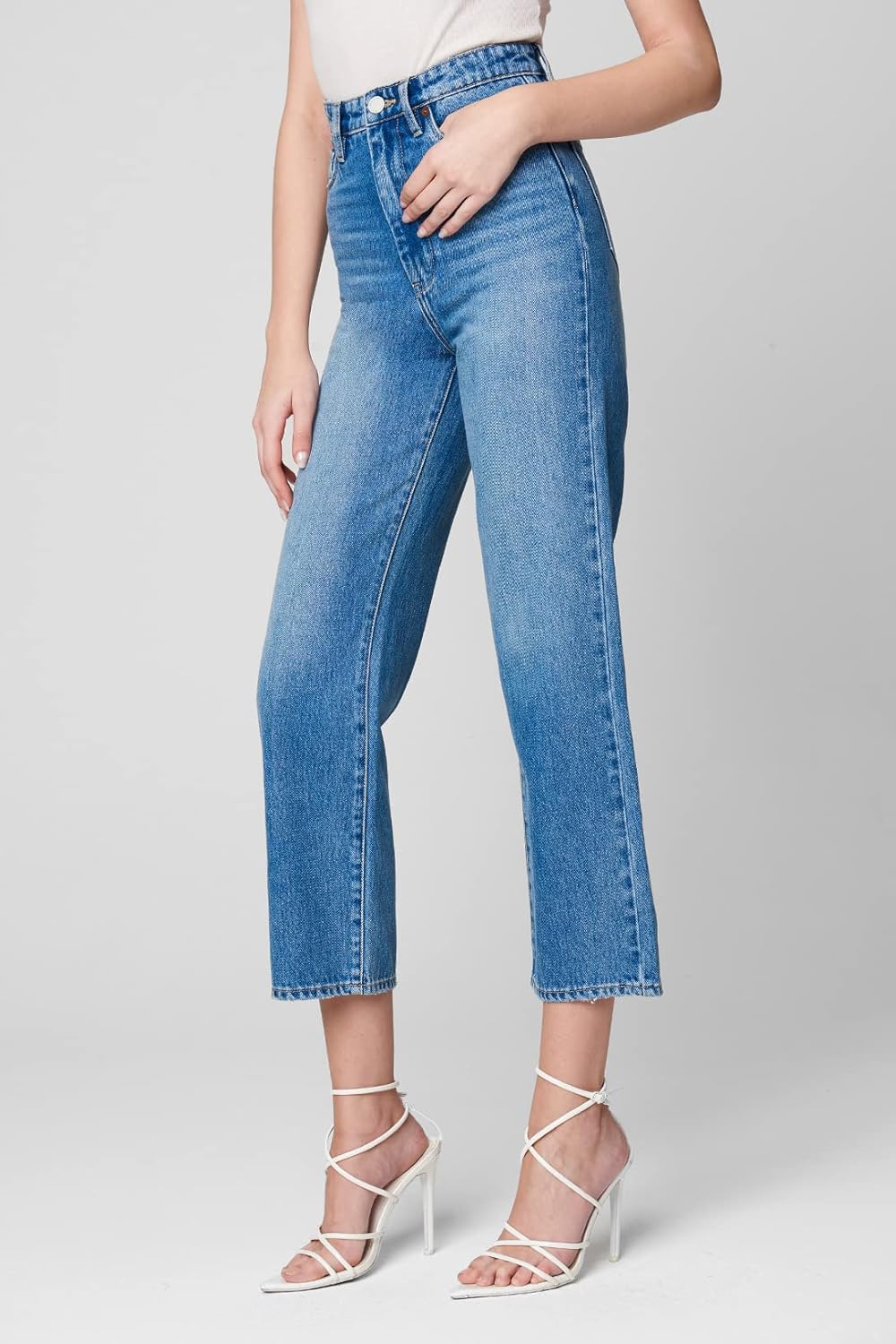 [BLANKNYC] Women's Medium Wash Five Pocket High Straight Leg Jeans, Stylish & Comfortable Pants