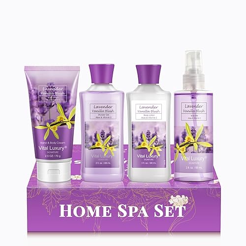 Vital Luxury Kit de baño y cuerpo refrescante juego de spa para el hogar incluye loción corporal de 10 onzas gel de ducha de 10 onzas crema corporal