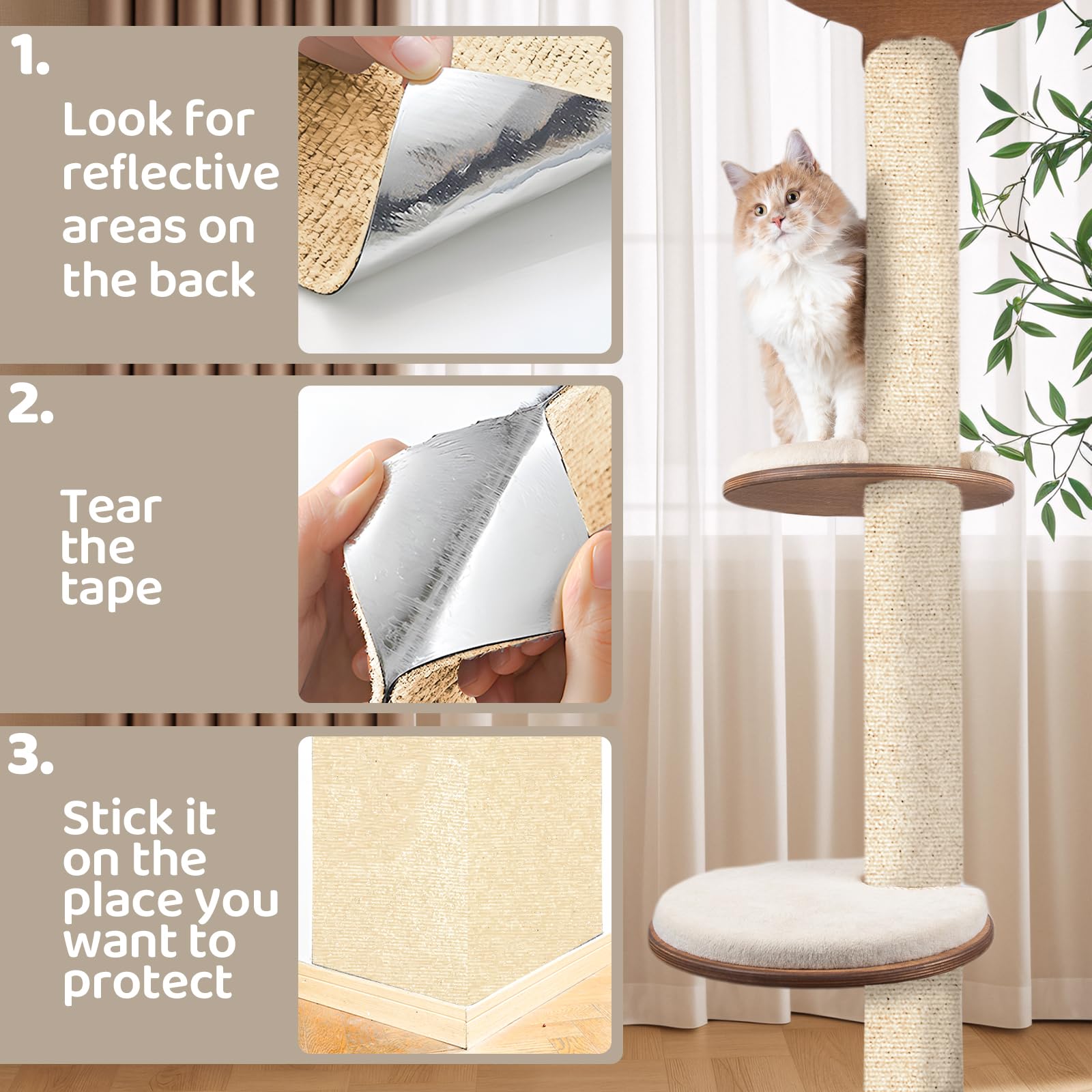 Dywan do drapania kota na ścianę, samoprzylepna mata do drapania, 200 cm x 40 cm, ściana Climbing Cat Scratcher Wall